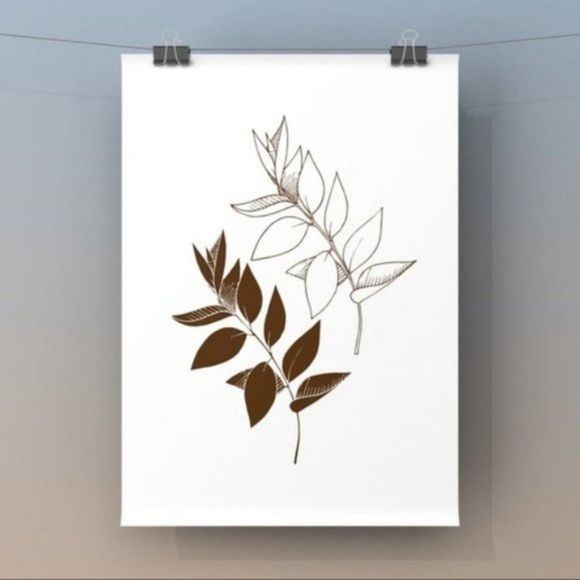 Modern stem leave illustrated abstract art print - Picture 2 of 3